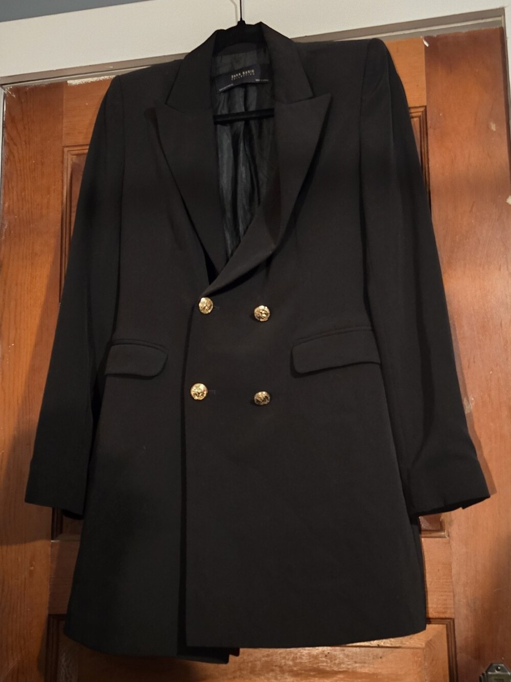 Zara basic Collection Black Double-Breasted Blazer with Gold Buttons
